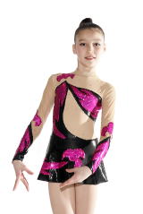 Black pink Olynstone leotard with the sequins